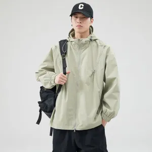 Windproof and Solid Raincoat for Men with Zippered Pocket
