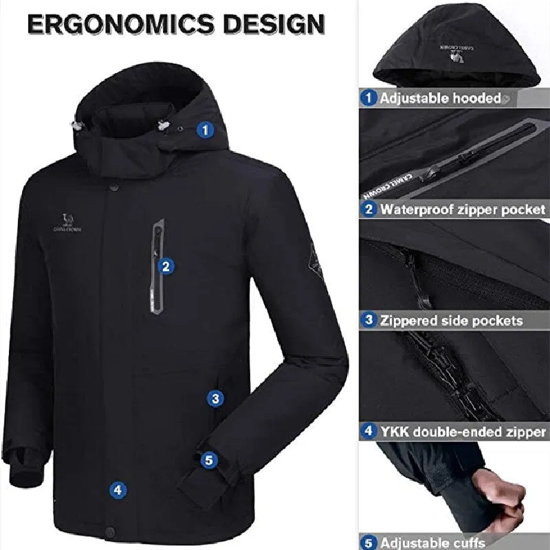 Winter jacket men warm waterproof windproof fleece snow coats