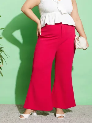 Women Fuchsia Bell Bottom Pants