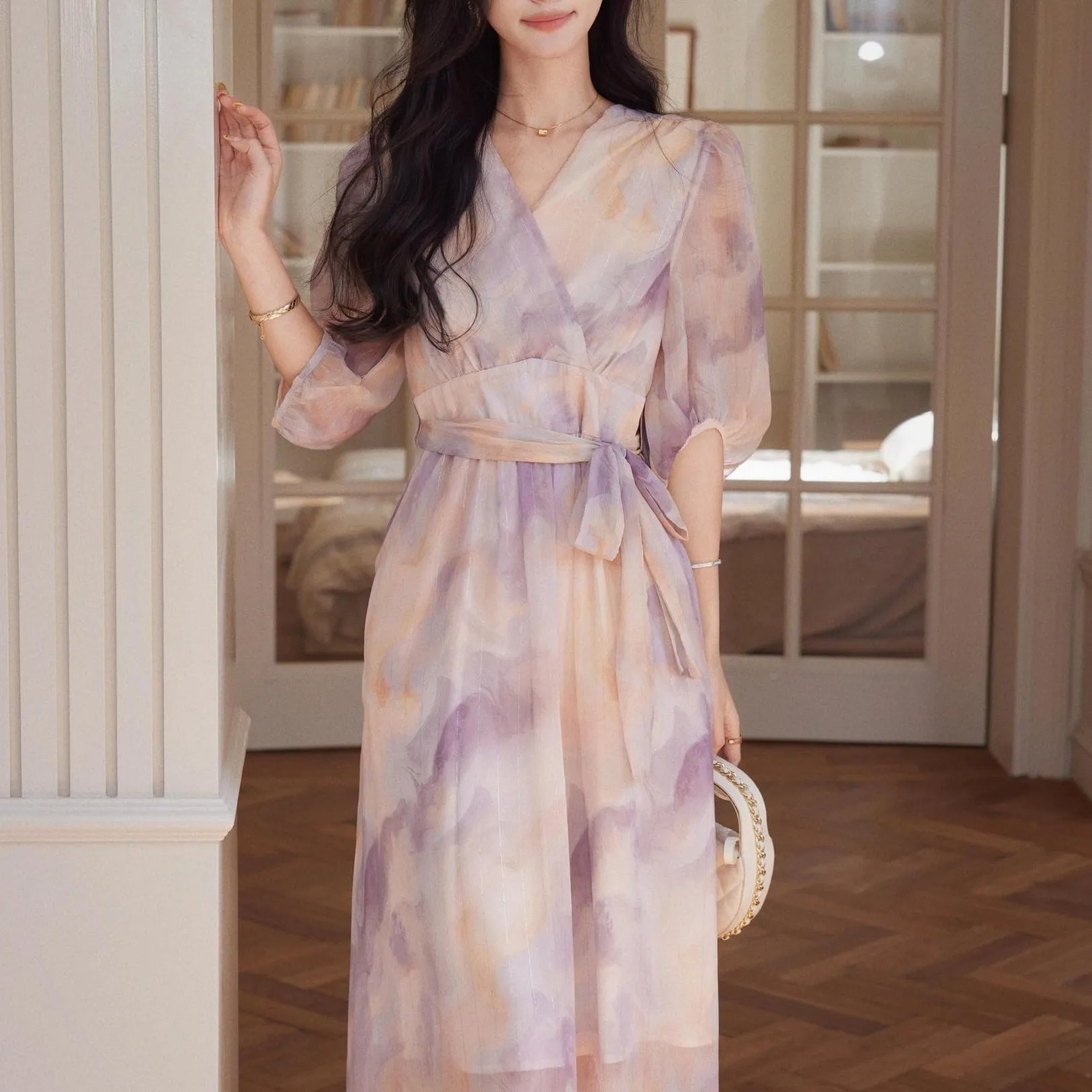 Women's Elegant Dress with Slinky Tulle Hem