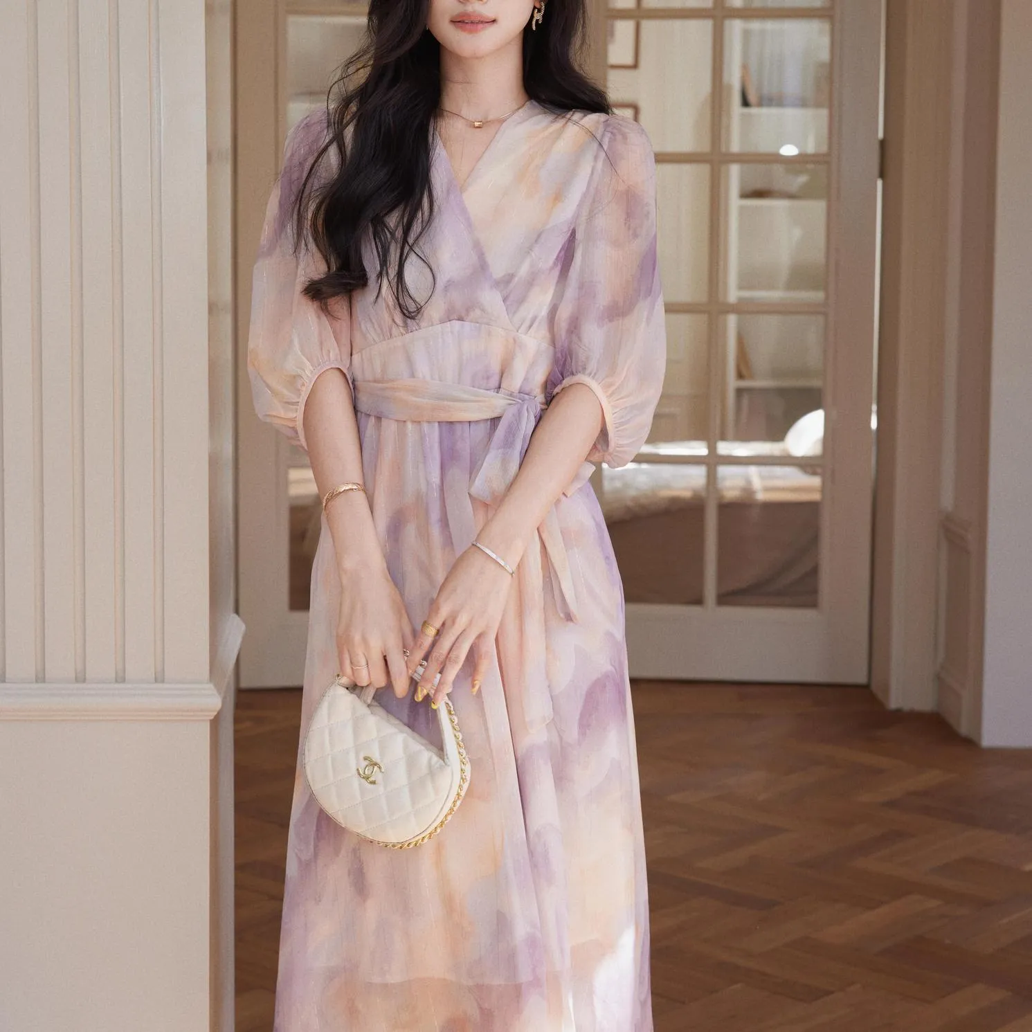 Women's Elegant Dress with Slinky Tulle Hem