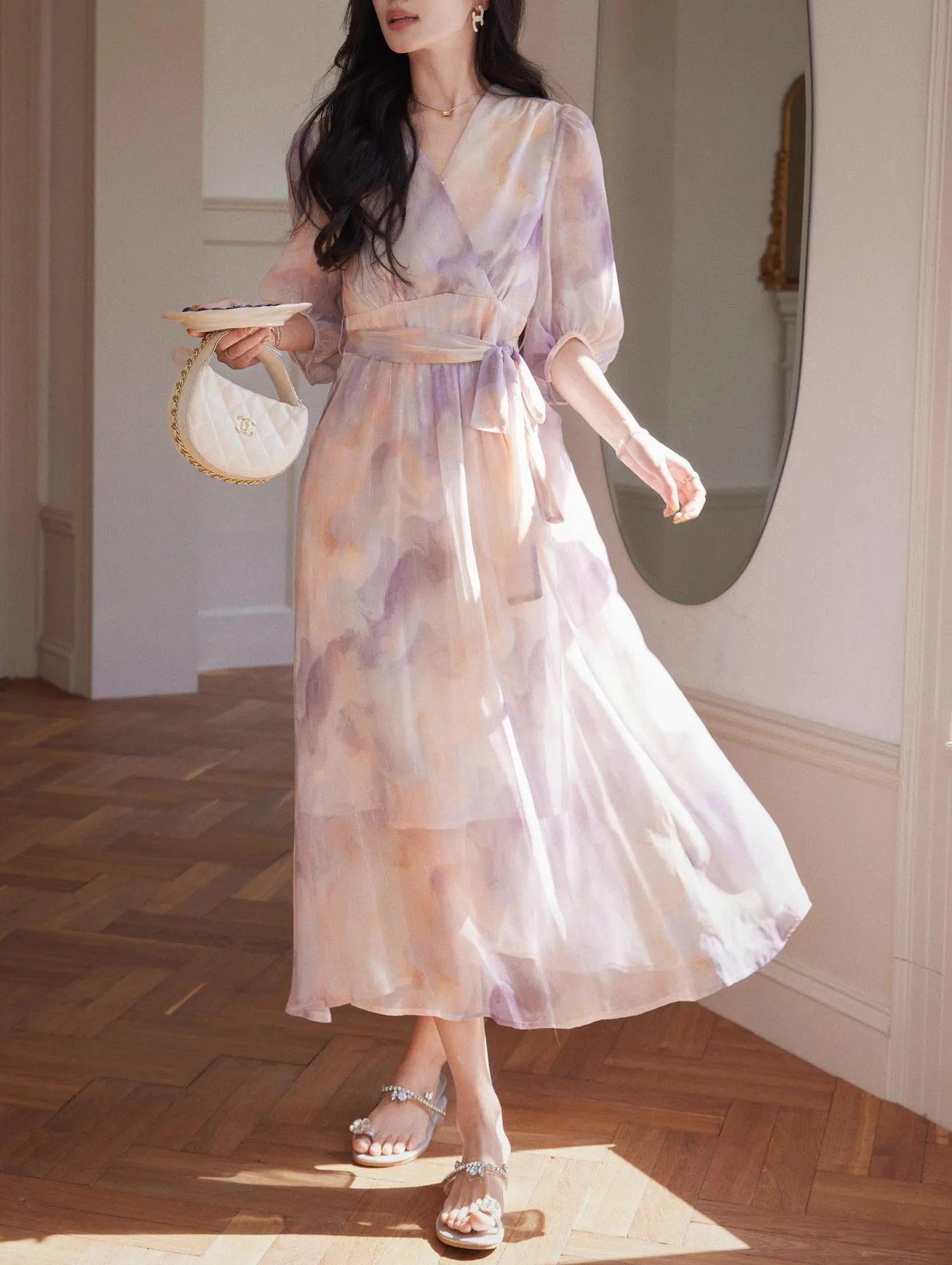 Women's Elegant Dress with Slinky Tulle Hem
