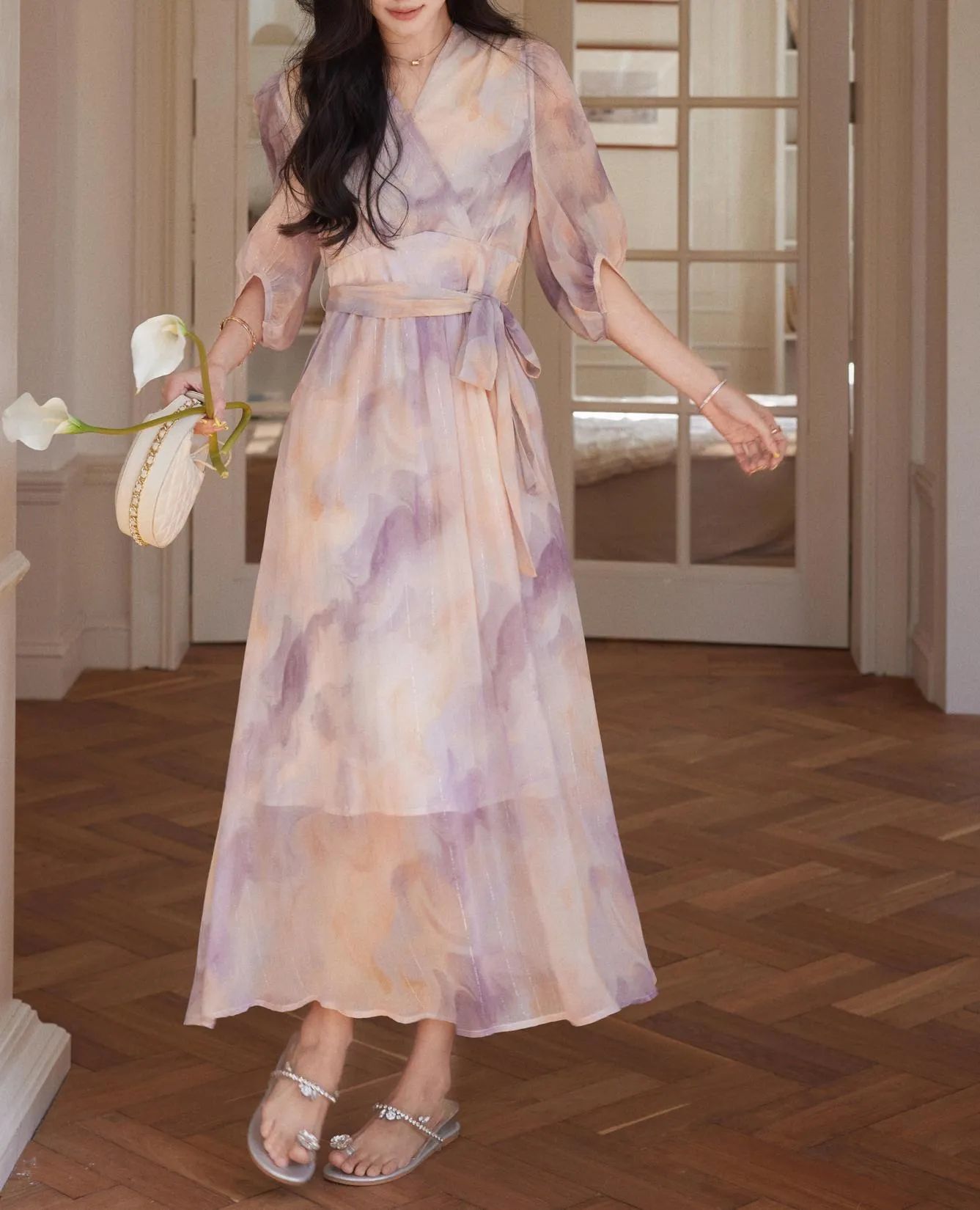 Women's Elegant Dress with Slinky Tulle Hem