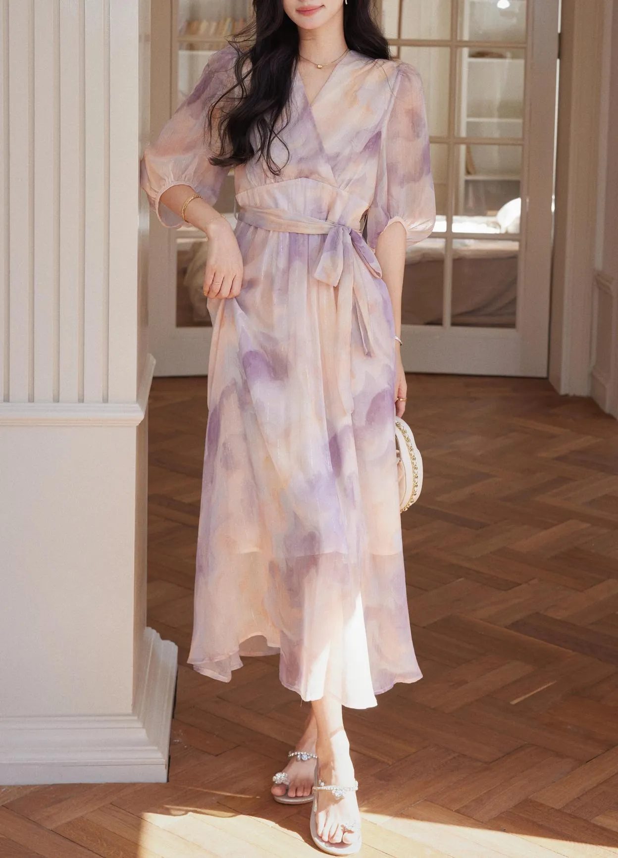Women's Elegant Dress with Slinky Tulle Hem