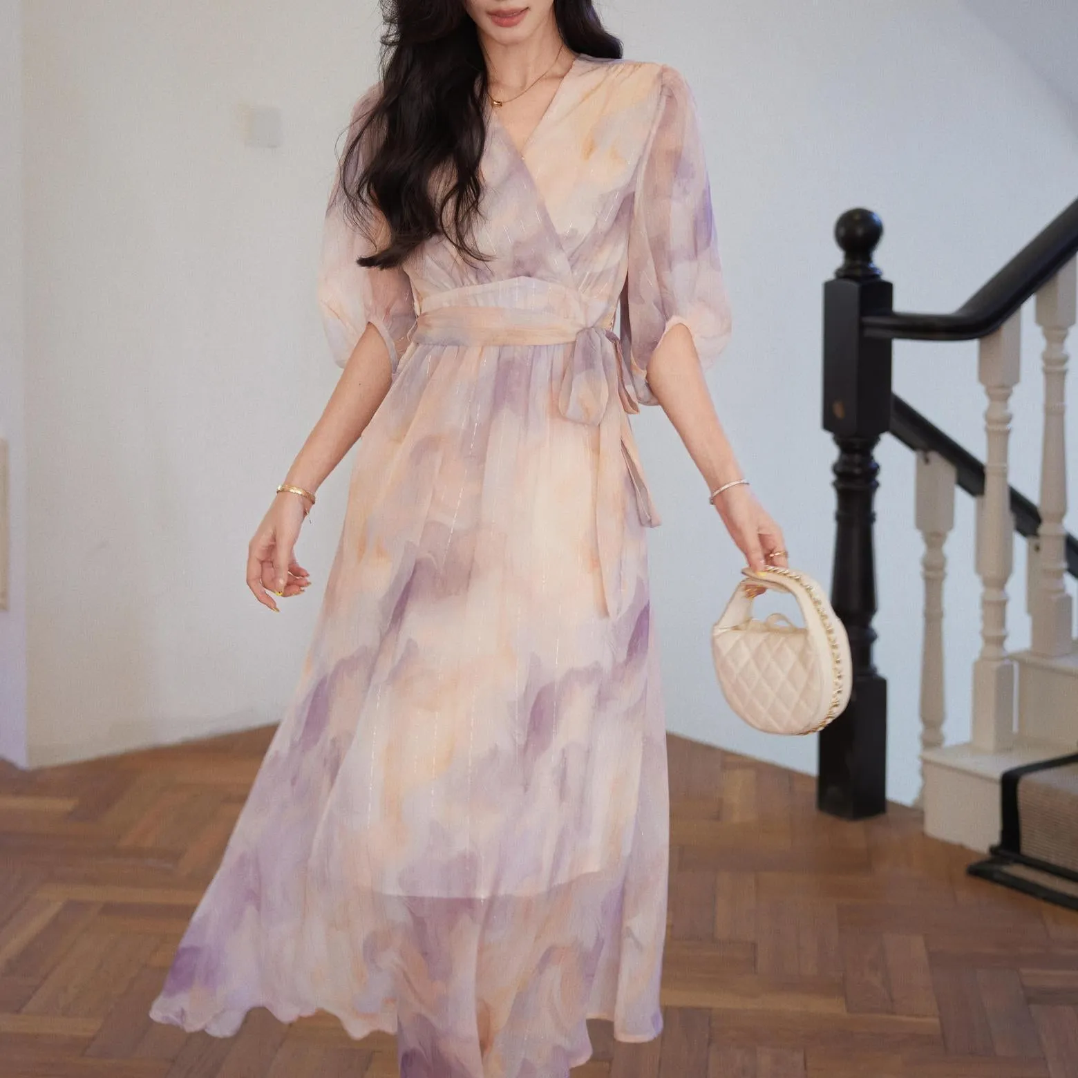 Women's Elegant Dress with Slinky Tulle Hem