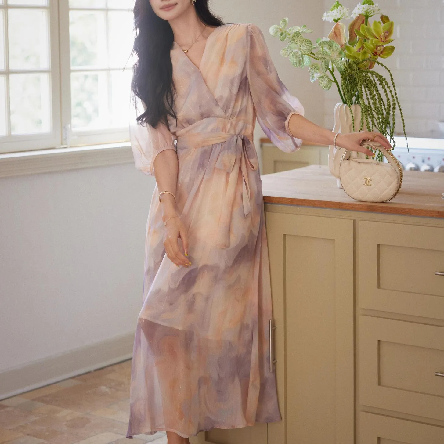 Women's Elegant Dress with Slinky Tulle Hem