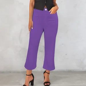 Women's High Waist Pocket Flared Cropped Pants