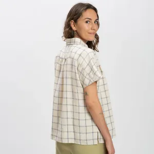 Women's Linen Blouse - Blue Net