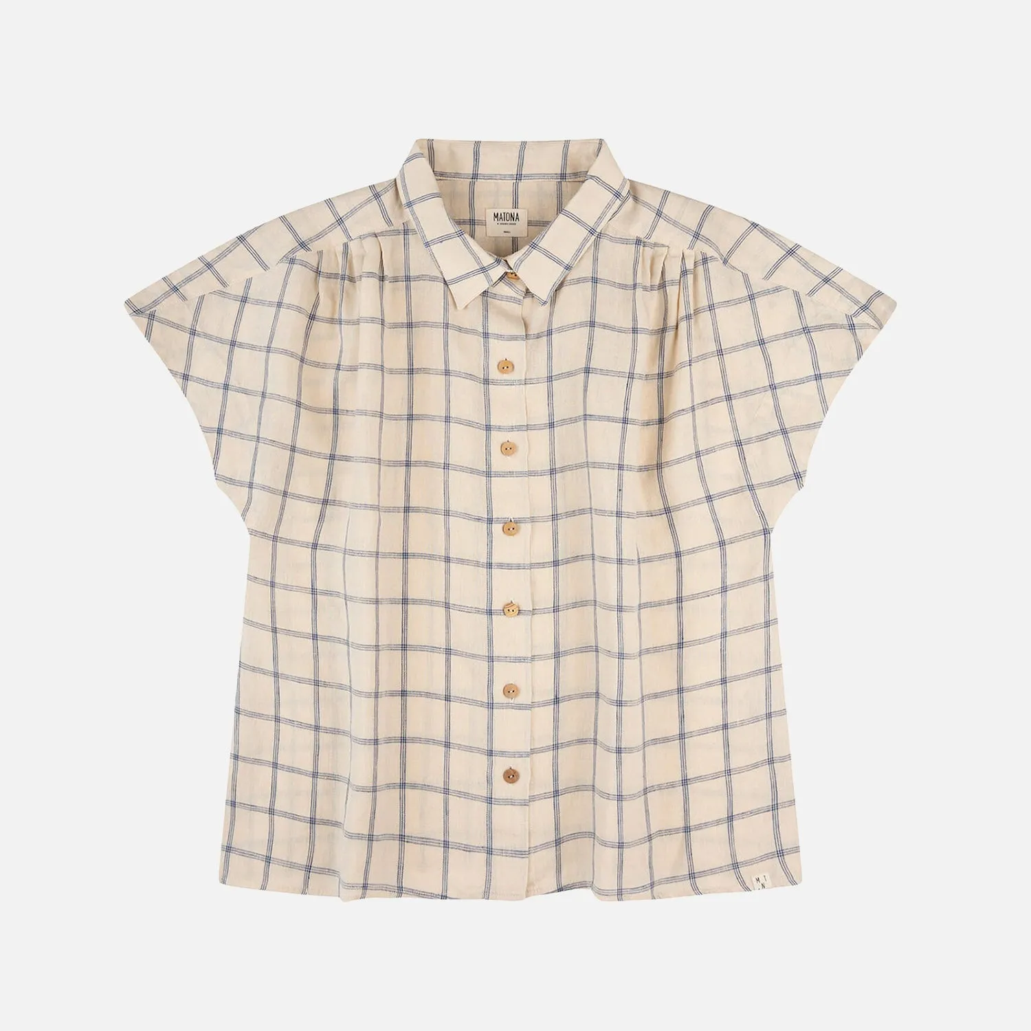 Women's Linen Blouse - Blue Net