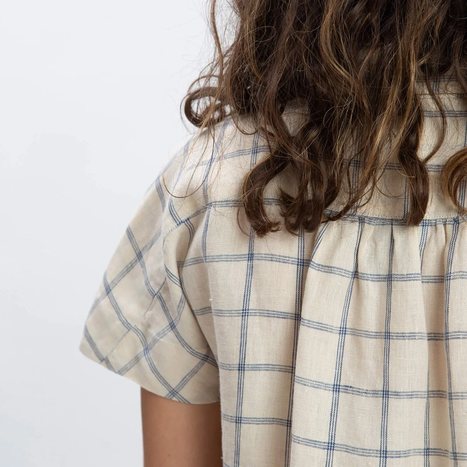 Women's Linen Blouse - Blue Net