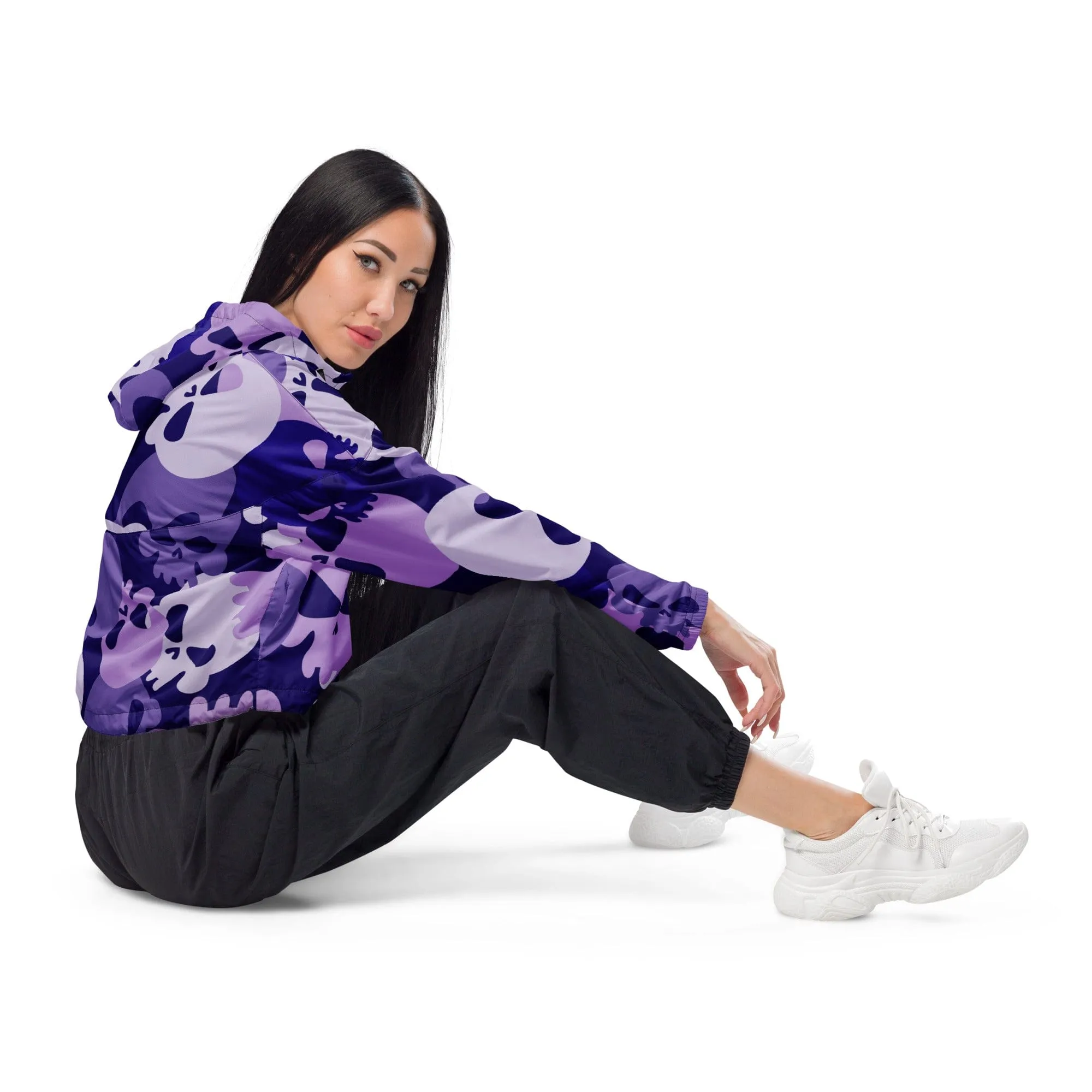 Women’s Purple Skulls Cropped Windbreaker