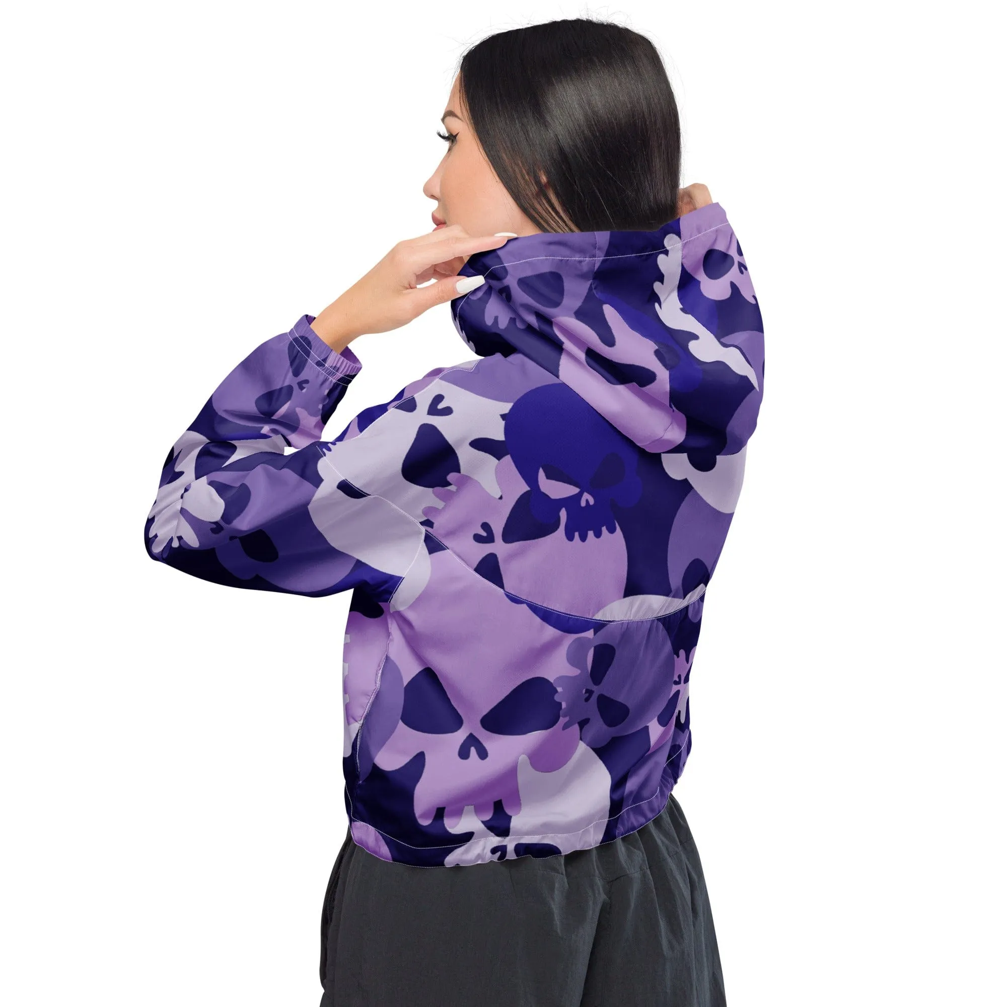 Women’s Purple Skulls Cropped Windbreaker