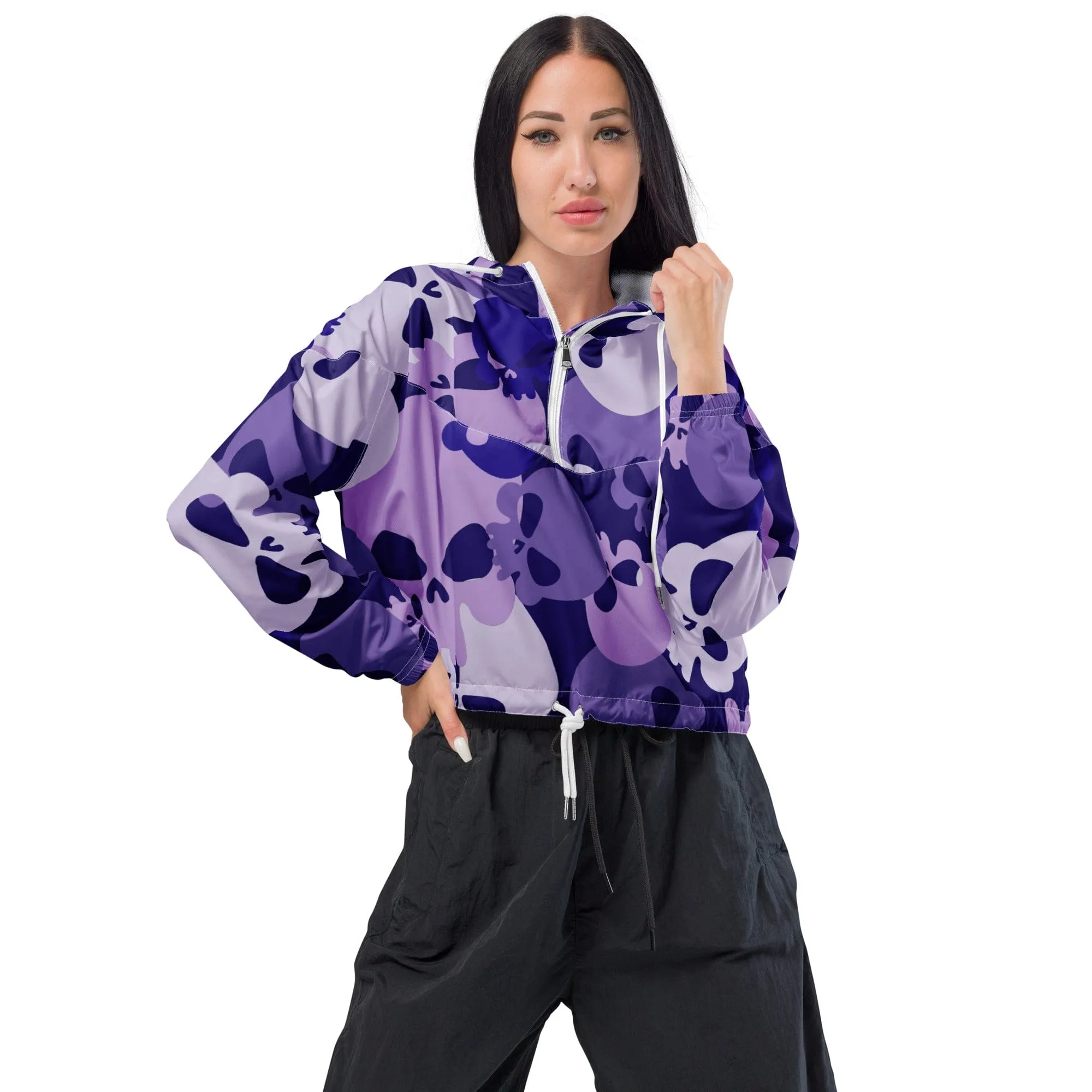 Women’s Purple Skulls Cropped Windbreaker