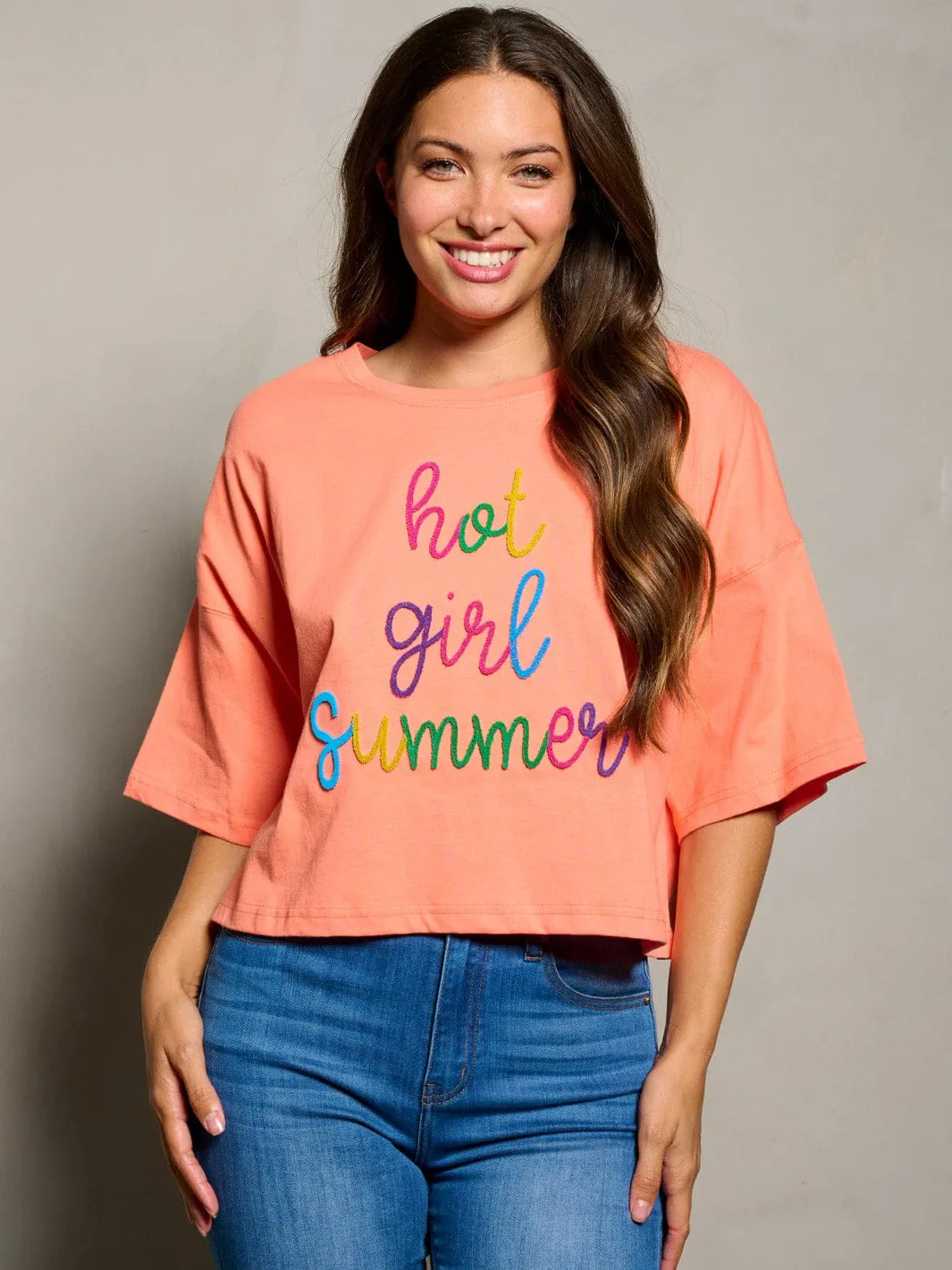 WOMEN'S SHORT SLEEVE HOT GIRL SUMMER GRAPHIC TOP