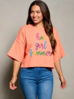 WOMEN'S SHORT SLEEVE HOT GIRL SUMMER GRAPHIC TOP