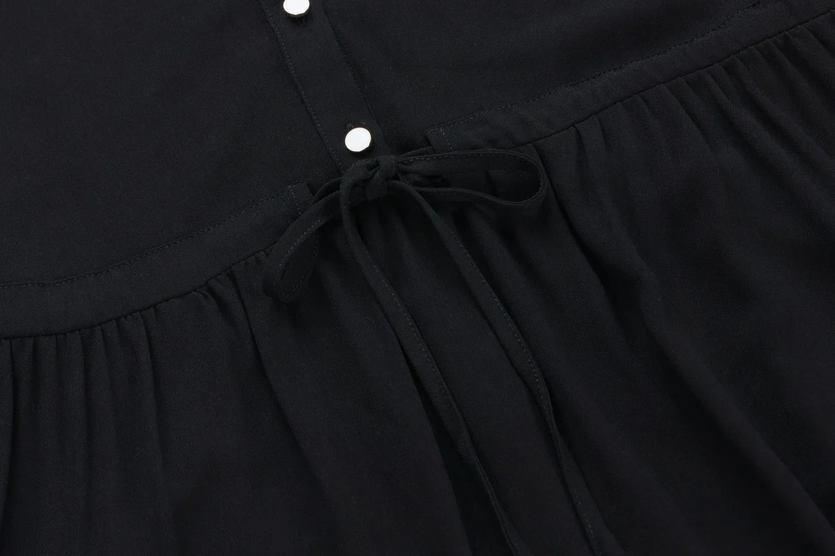 Women's Solid Color Chiffon Button-up T-Shirt Dress with Shirred Waist