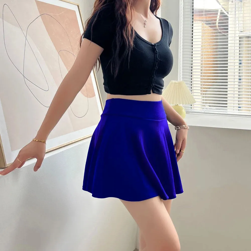 Women's Summer Mini Elastic Pleated Skirt, Uniform Korean Girl School Tennis Skirts