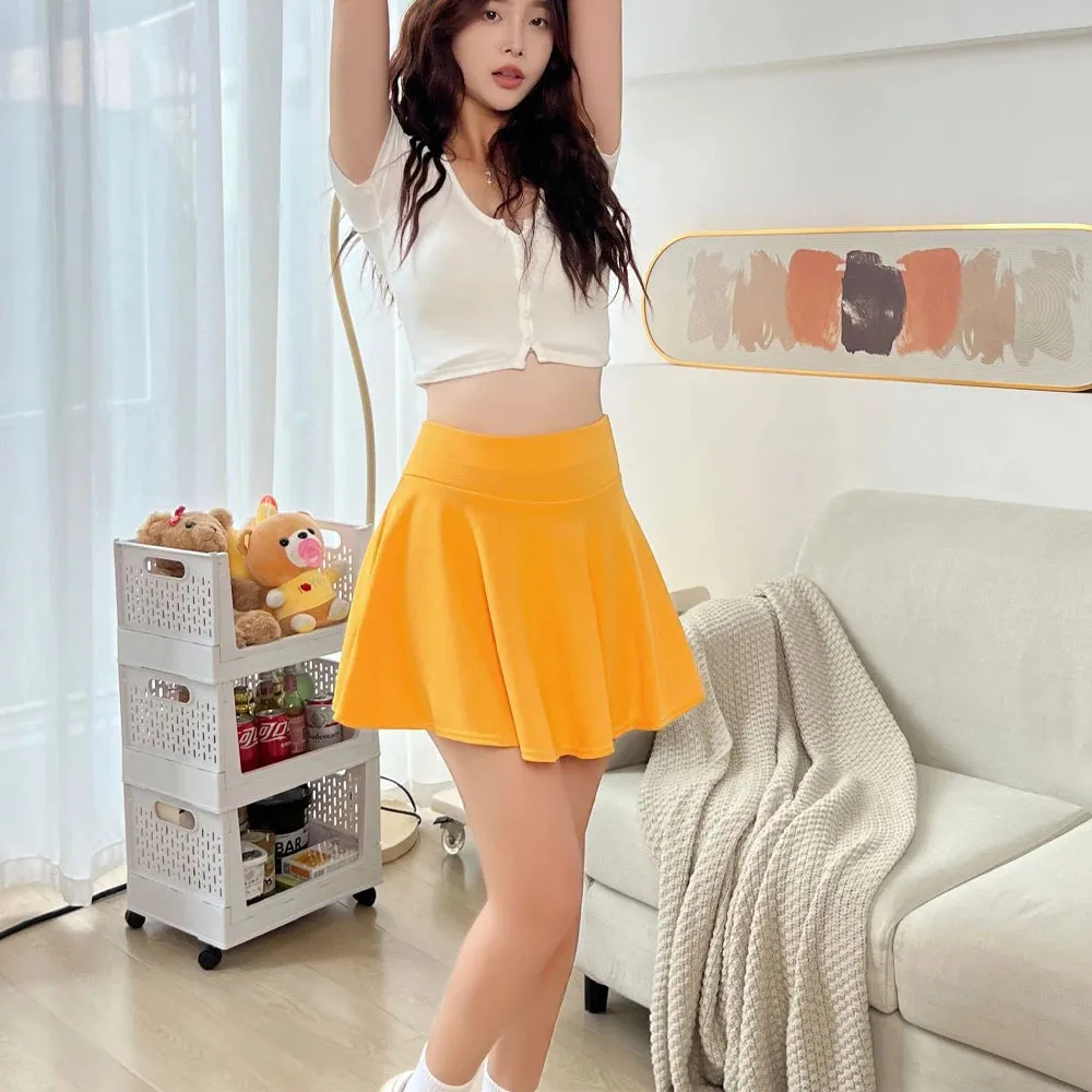 Women's Summer Mini Elastic Pleated Skirt, Uniform Korean Girl School Tennis Skirts