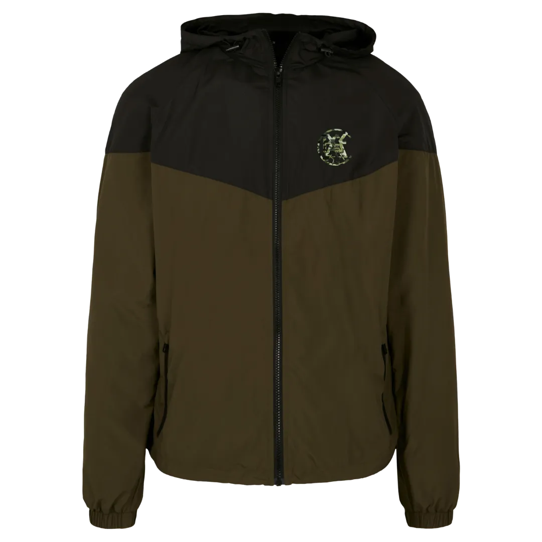 X5CAPE Two Tone Full Zip Wind Breaker - Black & Khaki