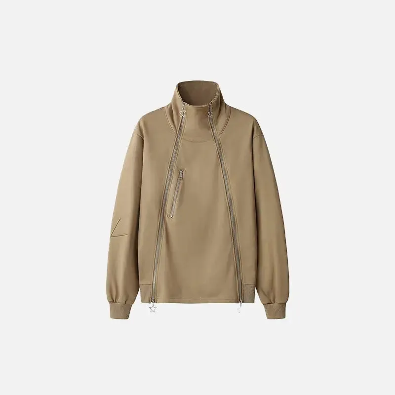 Y2K Stand-Up Collar Jacket in Luxury Polyester for Comfortable Fit