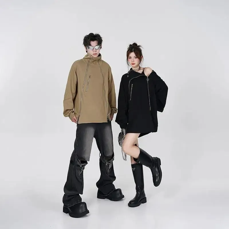Y2K Stand-Up Collar Jacket in Luxury Polyester for Comfortable Fit