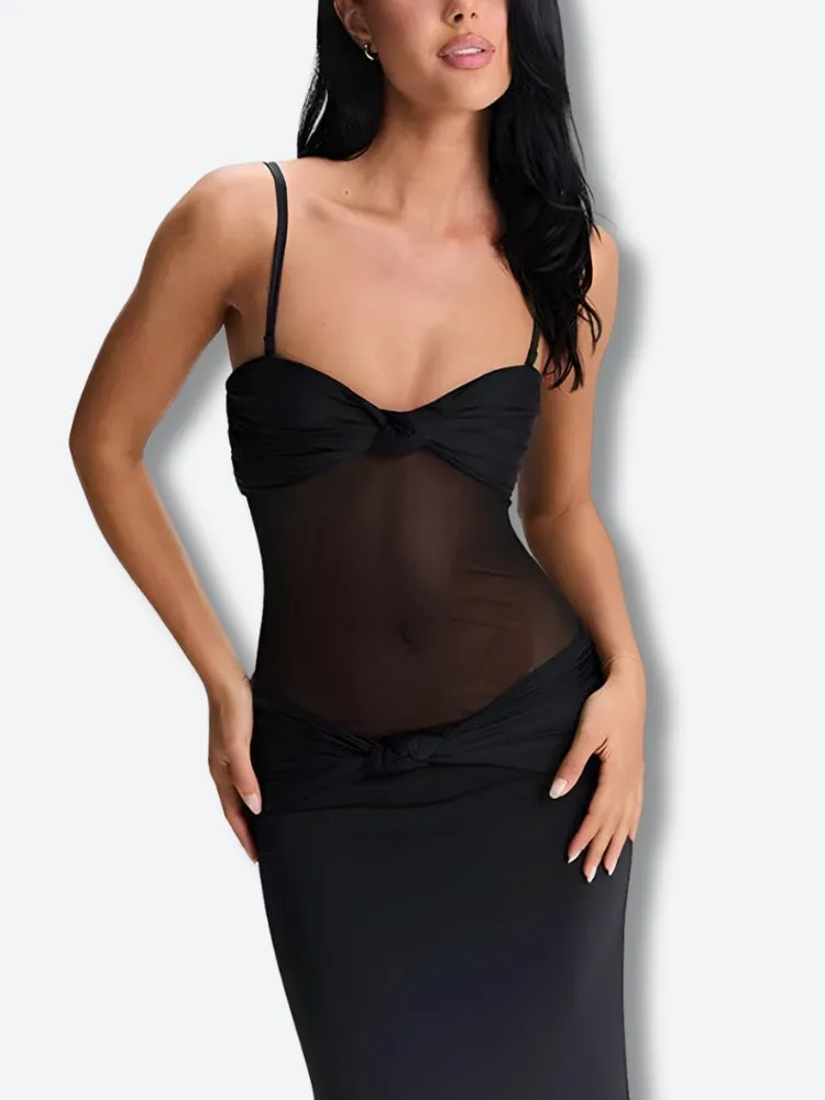 Y2K Twisted Sheer Maxi Dress