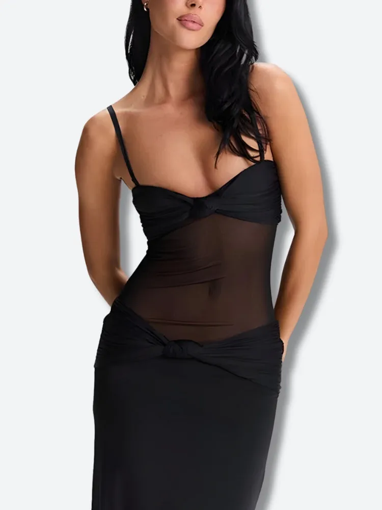 Y2K Twisted Sheer Maxi Dress