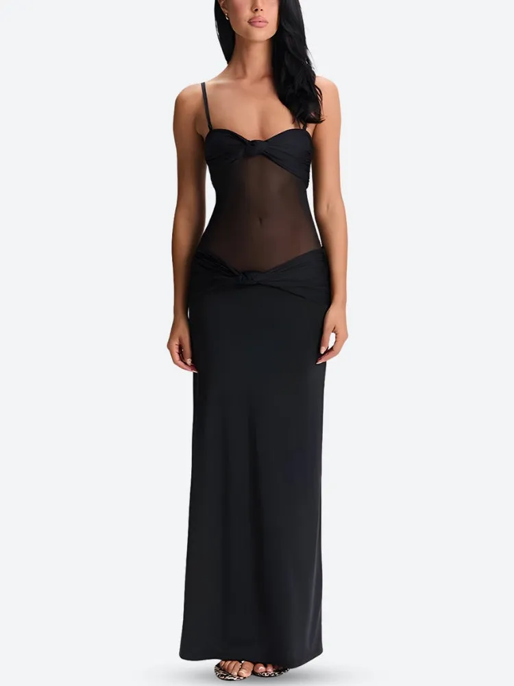 Y2K Twisted Sheer Maxi Dress