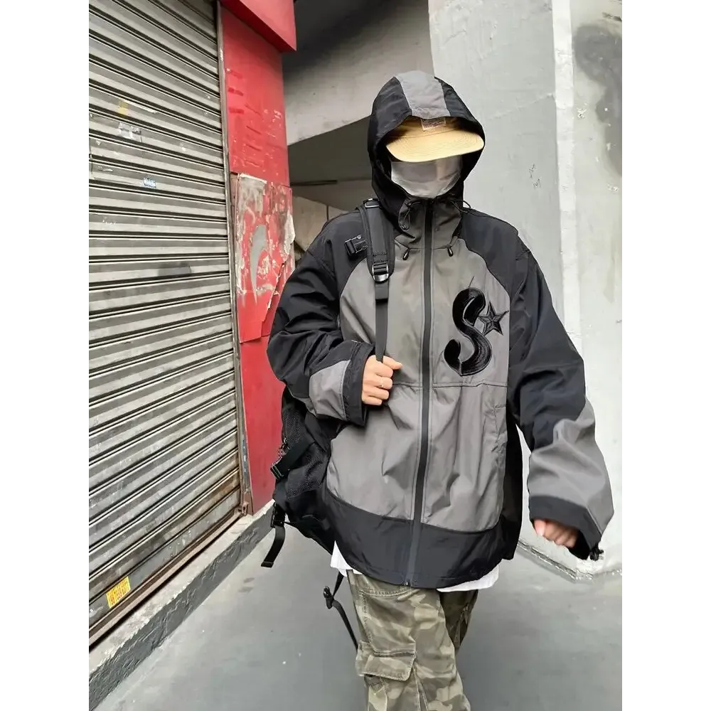 Y2K Windbreaker Jacket with Vintage Embroidery for Style and Comfort