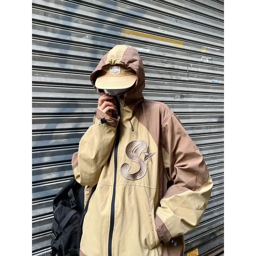 Y2K Windbreaker Jacket with Vintage Embroidery for Style and Comfort