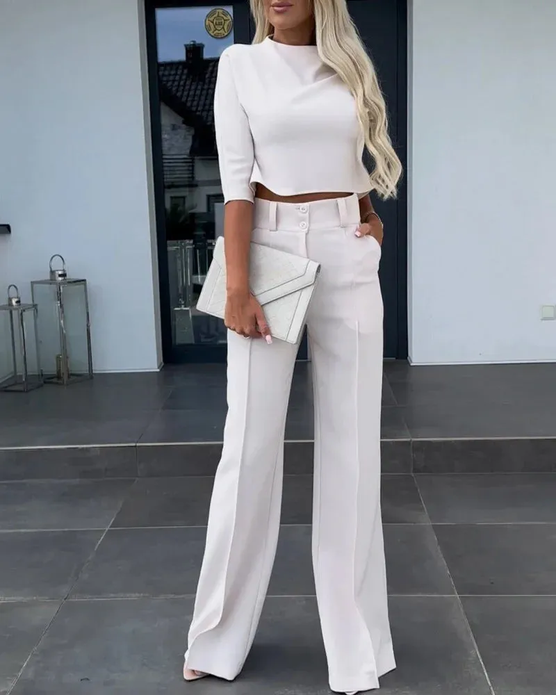 Yessica® | Jackets & High Waisted Straight Pants Set
