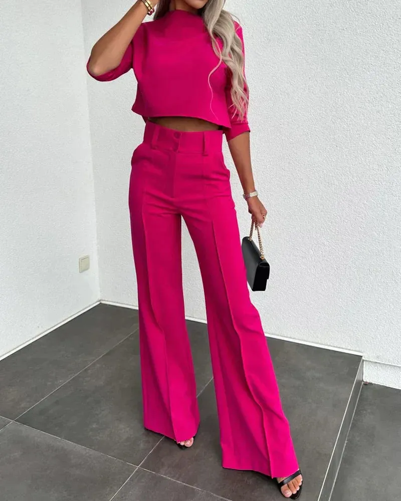 Yessica® | Jackets & High Waisted Straight Pants Set