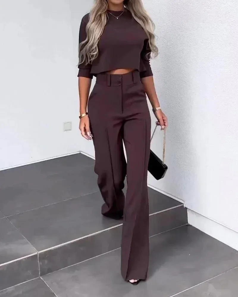 Yessica® | Jackets & High Waisted Straight Pants Set