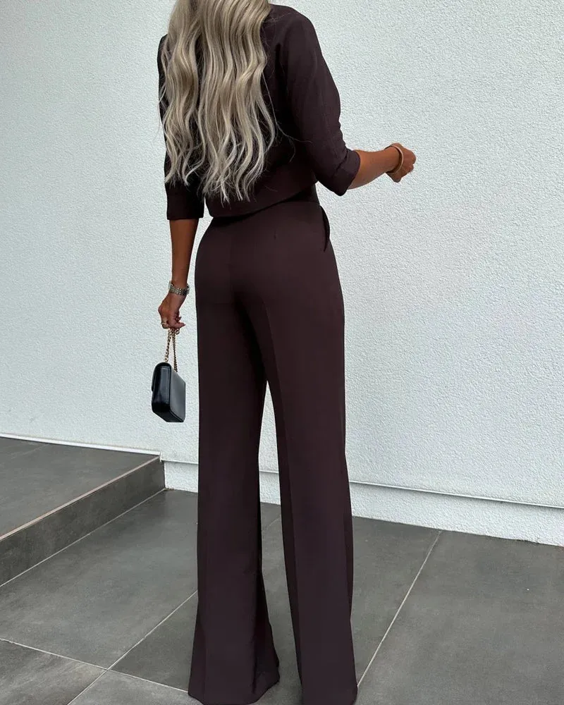 Yessica® | Jackets & High Waisted Straight Pants Set