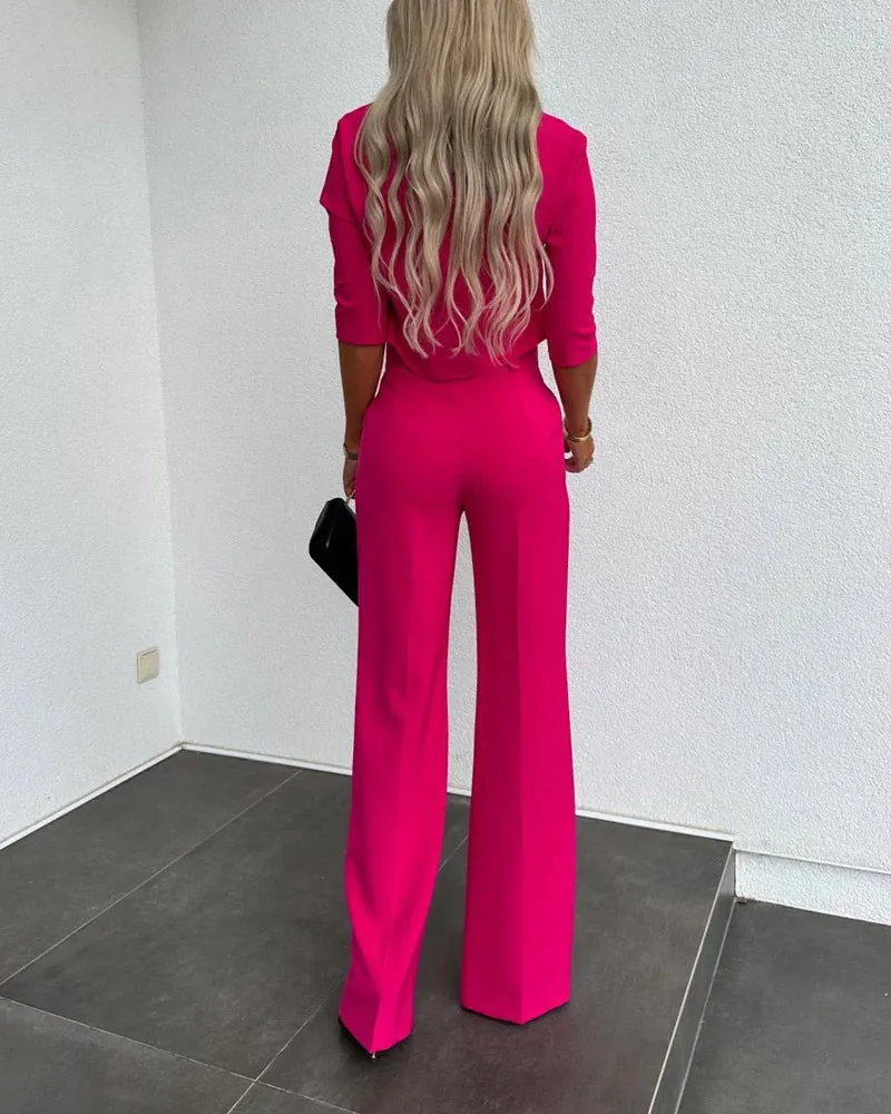 Yessica® | Jackets & High Waisted Straight Pants Set