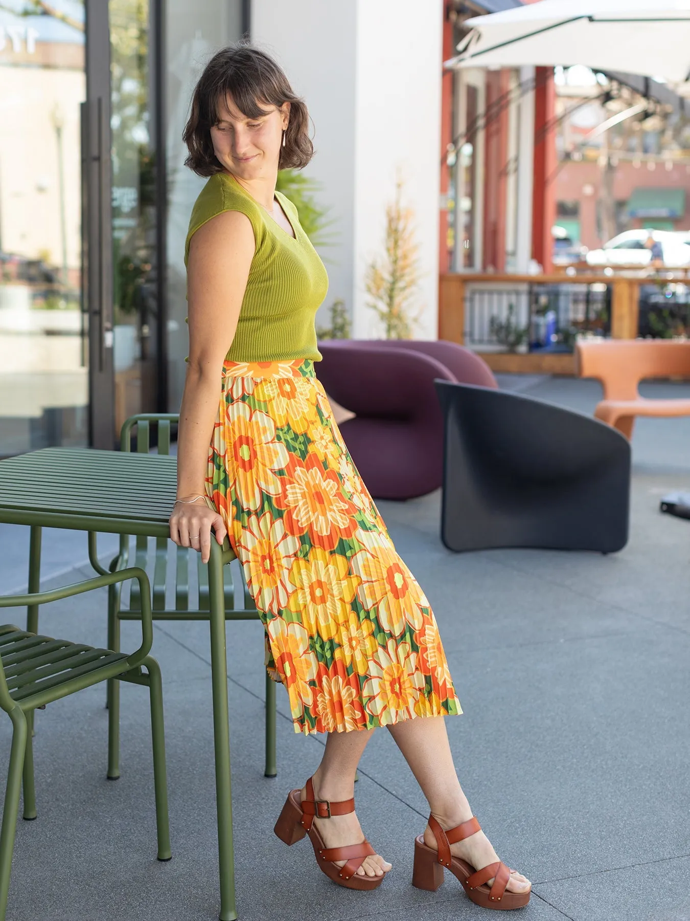 YVETTE pleated skirt Yellow Camellia