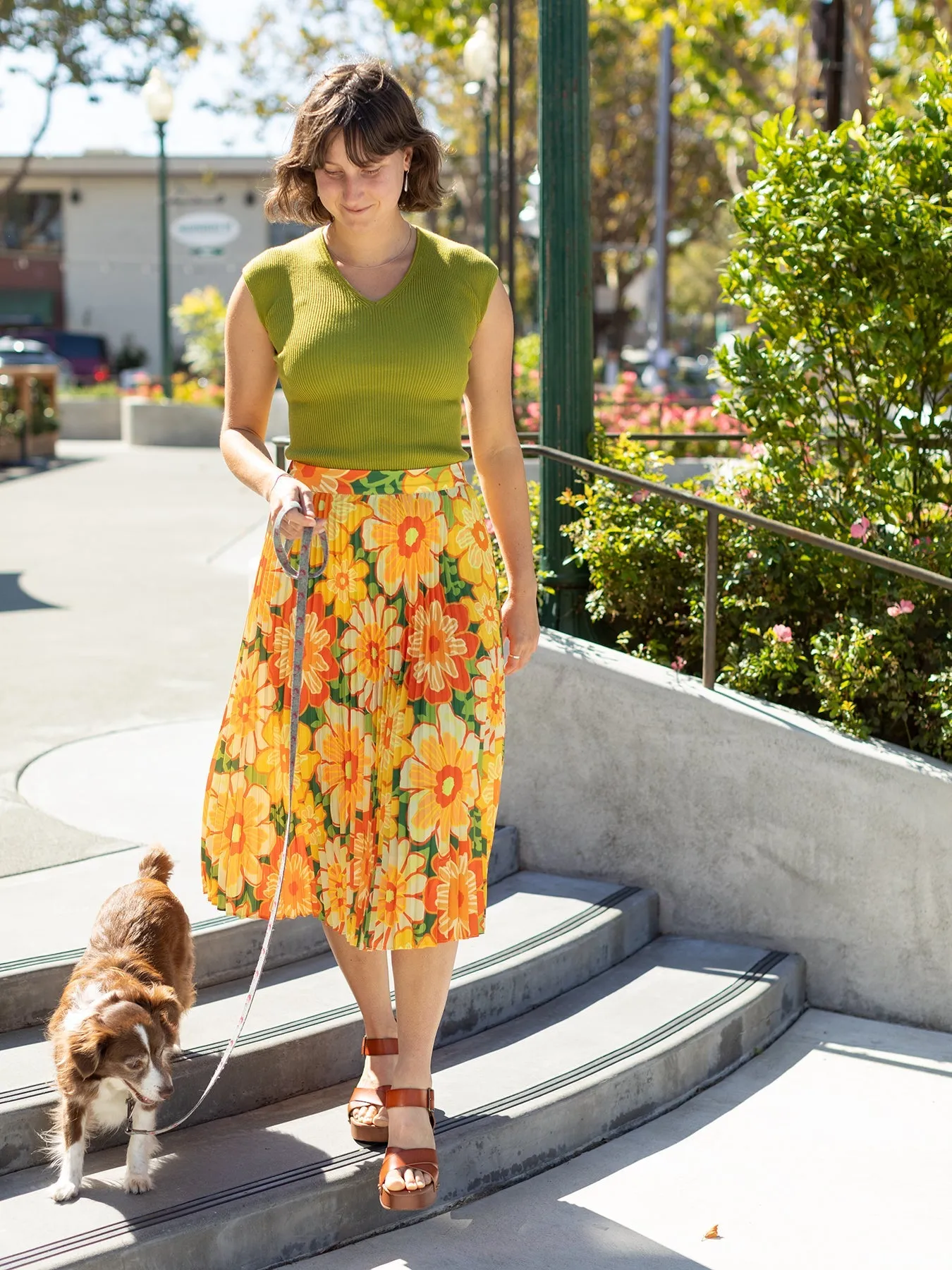 YVETTE pleated skirt Yellow Camellia