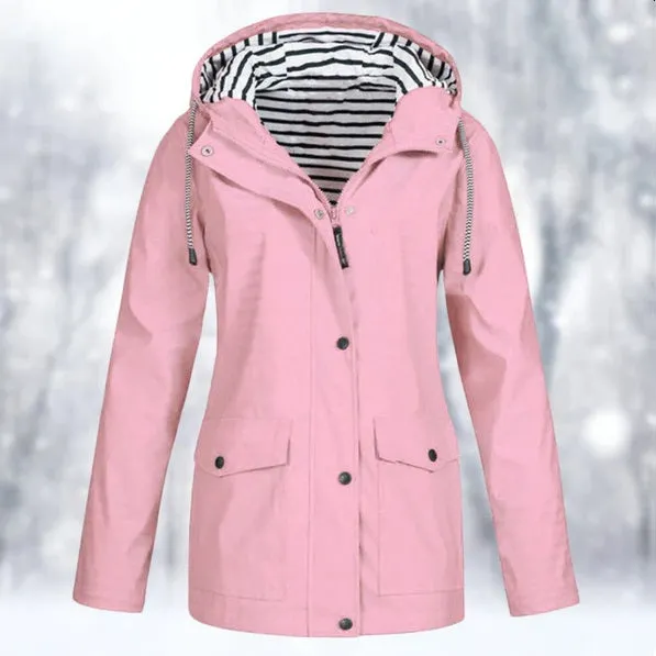 Zoey | Women Waterproof Hooded Jacket | Button Down