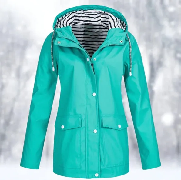 Zoey | Women Waterproof Hooded Jacket | Button Down