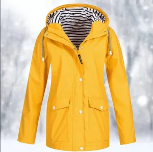 Zoey | Women Waterproof Hooded Jacket | Button Down