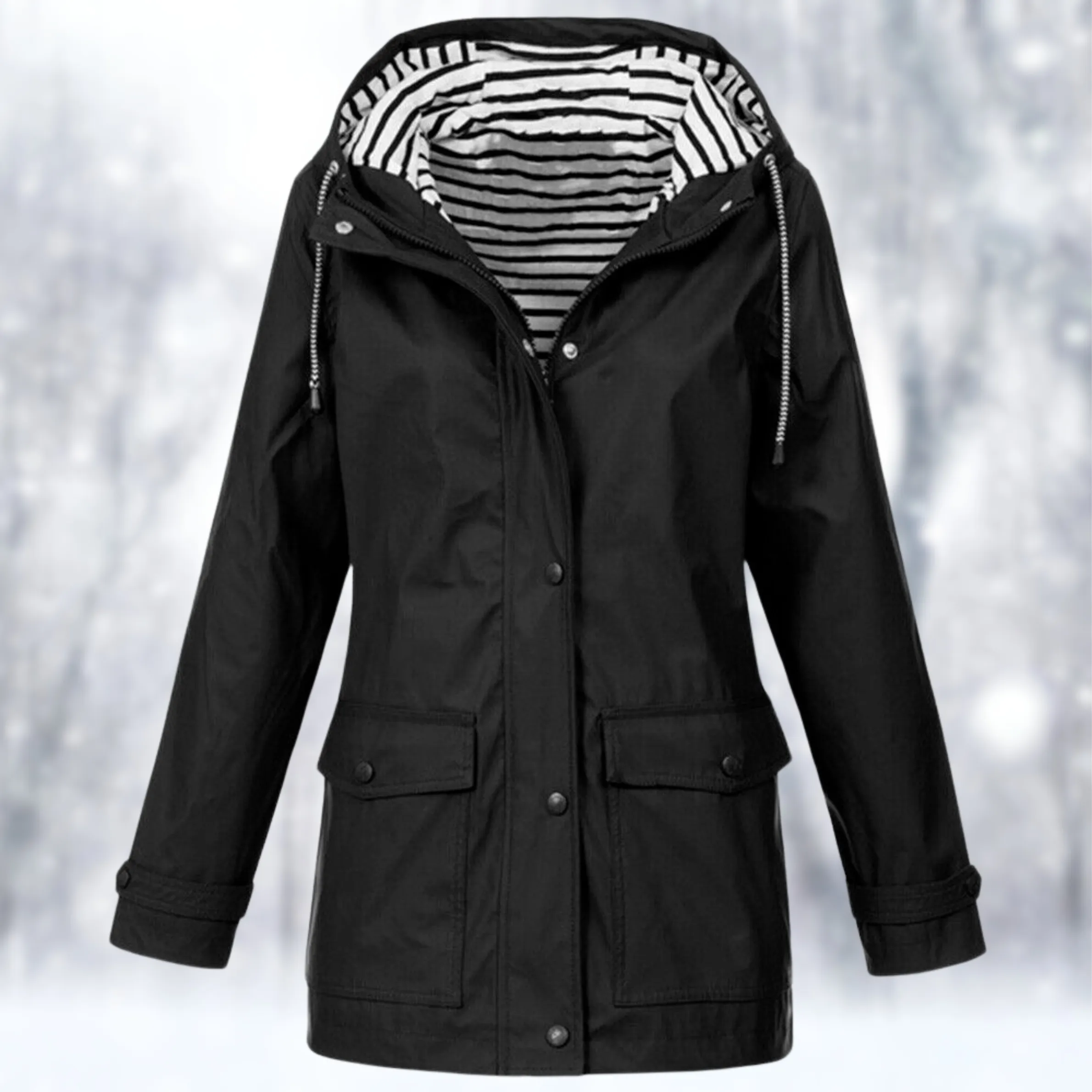 Zoey | Women Waterproof Hooded Jacket | Button Down