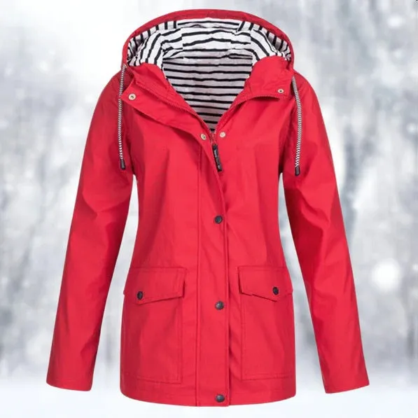Zoey | Women Waterproof Hooded Jacket | Button Down