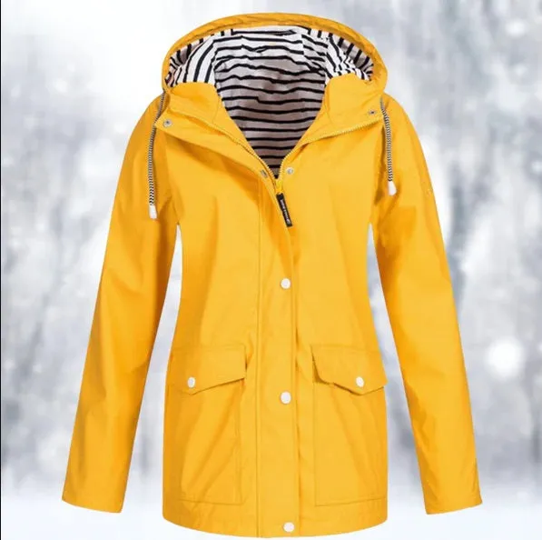 Zoey | Women Waterproof Hooded Jacket | Button Down