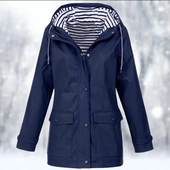 Zoey | Women Waterproof Hooded Jacket | Button Down
