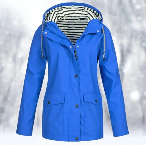 Zoey | Women Waterproof Hooded Jacket | Button Down